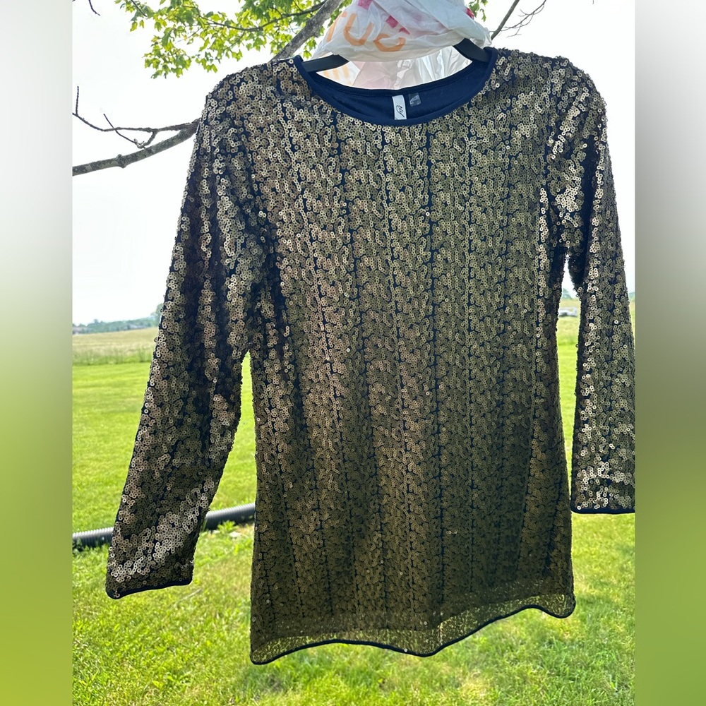 NY Collection Black and Gold Dress